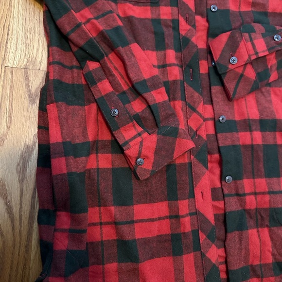 L.L. Bean Red and Black Plaid Button Down Shirt - Picture 2 of 4
